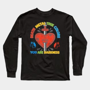 Cute Dagger Heart Unicorn Colorful Death Metal True Colors, You Are Darkness classic Vintage 80s 90s Long Sleeve T-Shirt